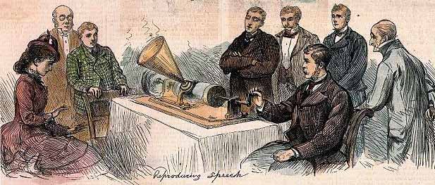 An Edison phonograph in 1878.